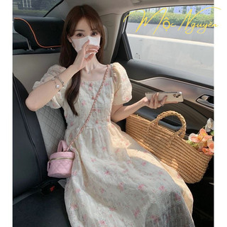 {Mộc Nguyên-Oder}Váy Liền Hoa Nhỏ Ngọt Ngào Kiểu Pháp Váy Chữ A Tôn Dáng Gầy Chít Eo Phong Cách Hàn Quốc Mùa Hè Cho Nữ V