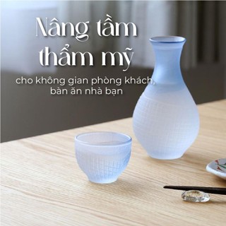 Bộ 6 ly chén uống sake thủy tinh xanh thiên thanh thương hiệu Aderia Nhật Bản 55ml