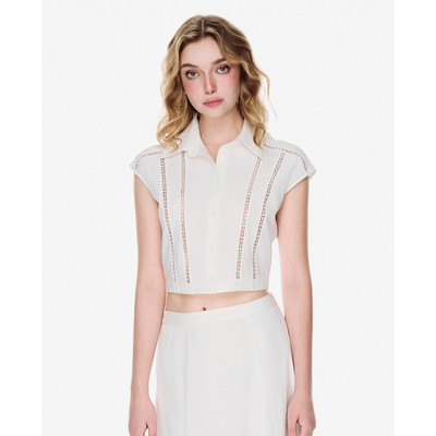 GIGI - Áo croptop nữ cổ bẻ tay ngắn_G1106T241204-00
