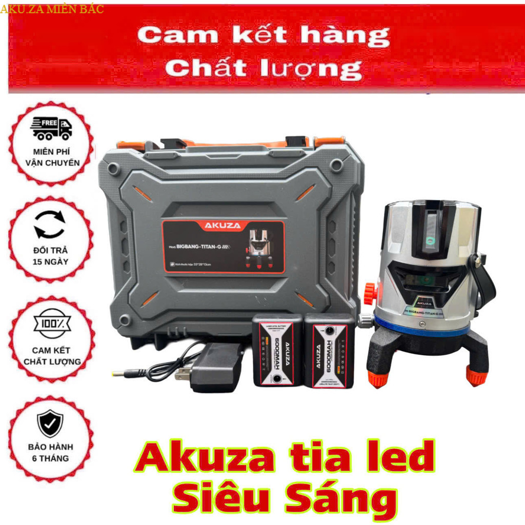 Máy cân bằng laser 5 Tia xanh AKUZA  TITAN G  Full Hộp + Phụ Kiện Bảo Hành 12 Tháng AKUZA MIỀN BẮC