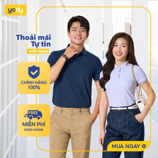   Áo thun polo nam vải siêu co giãn YODY bo cổ dệt vải waffle thoáng khí chạm mát MCPO25S037