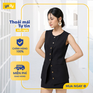  [SALE ĐG] Bộ váy áo nữ YODY set ghi lê+chân váy ngắn, vải mềm mai, thiết kế thanh lịch WCST25S019