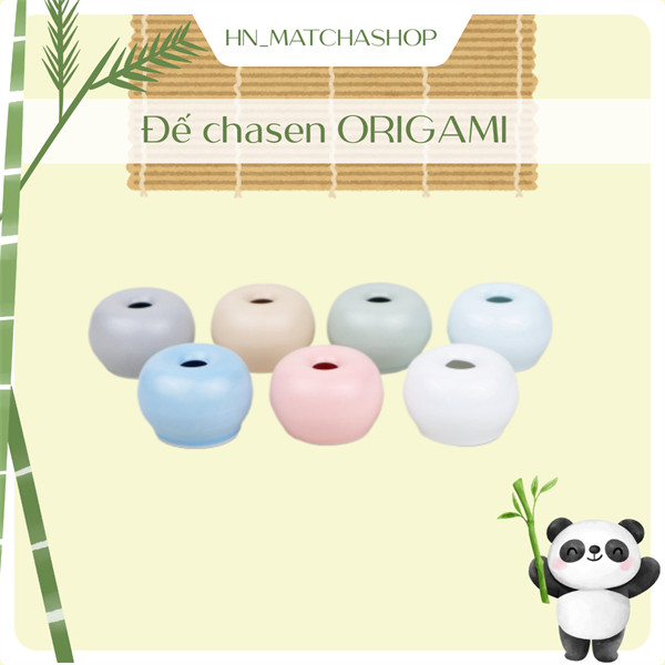 Đế ORIGAMI, màu trắng, màu xanh rêu Dụng cụ Matcha Nhật Bản
