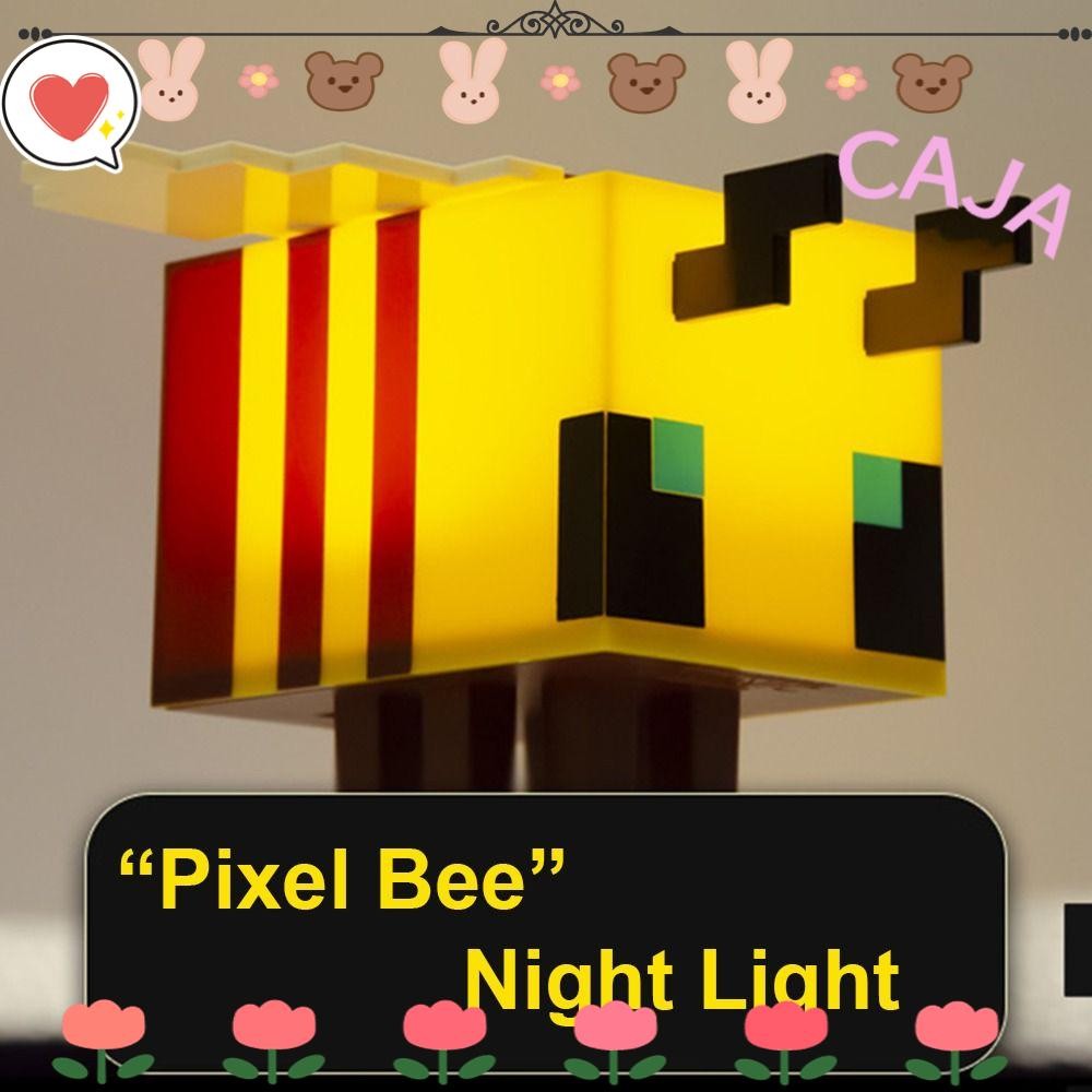 CAJA1 My World LED Light, Phim hoạt hình Pixel My World Bee Lamp, Sạc USB sáng tạo Bức tượng nhỏ Đèn