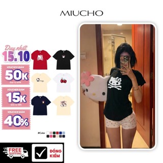 Áo baby tee mèo dễ thương Miucho BST cổ tròn tay ngắn vải cotton 2c co giãn in mix