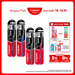 Bộ 4 Bàn chải Colgate SlimSoft Charcoal than hoạt tính kháng khuẩn siêu mềm mảnh