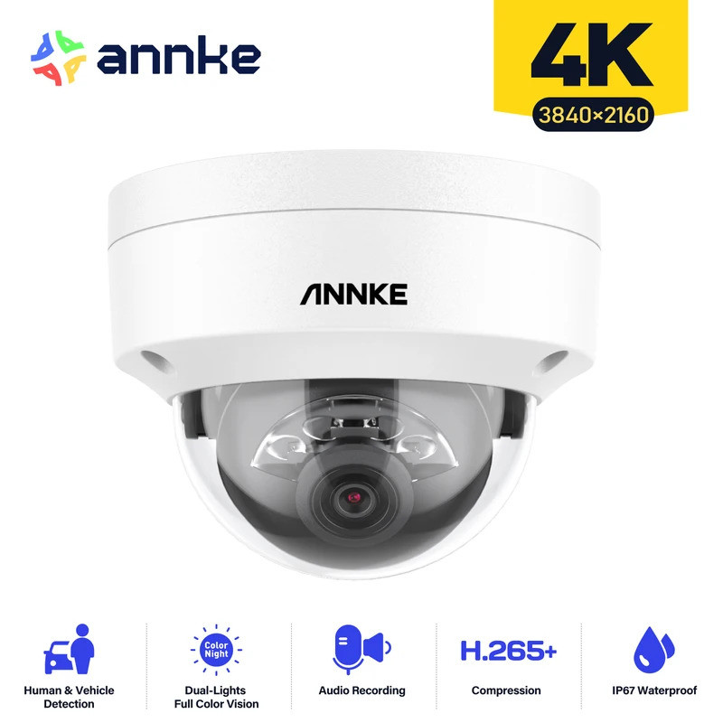 ANNKE C800 4K PoE Camera An Ninh Ngoài Trời IK10 8MP Đèn Kép Thông Minh Tích Hợp Mic Video Giám Sát 