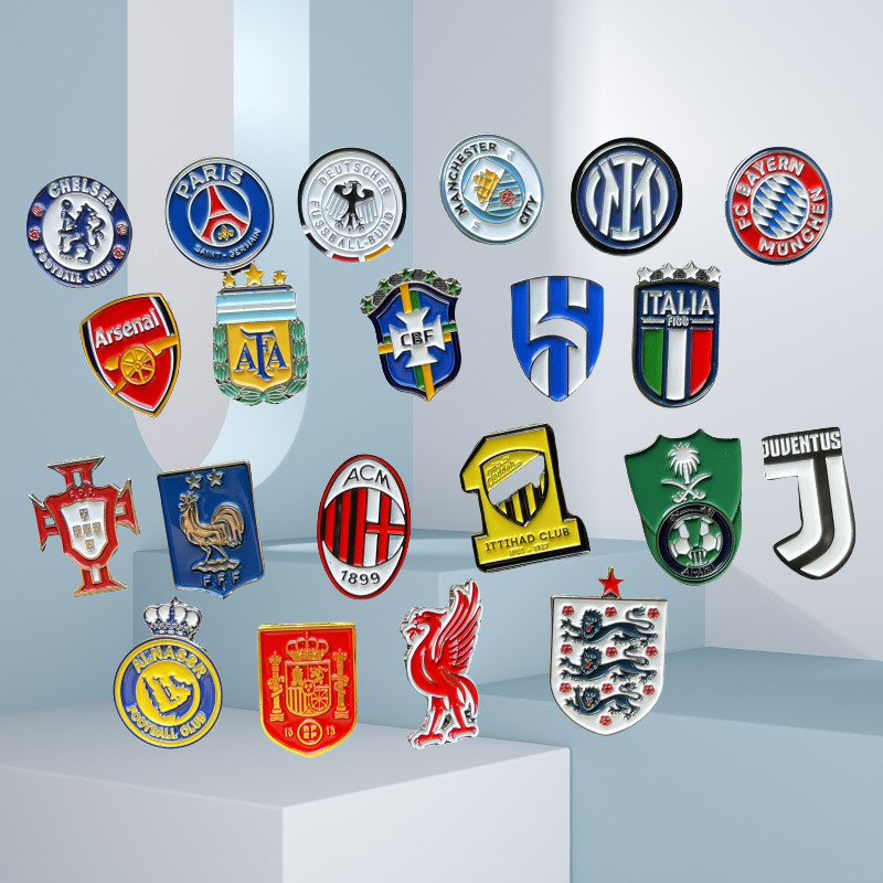 Real Madrid, Chelsea, Manchester City, Riyadh Victory, Al-Hilal logo đội bóng đá hợp kim huy hiệu tr
