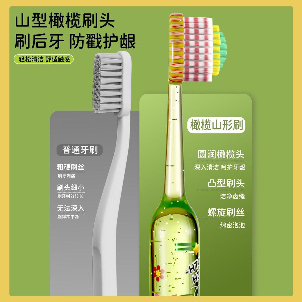 TQ~[4Gift Box]New mountain-shaped convex soft-bristle children's toothbrush3-12Clean and protective 