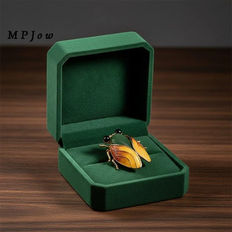 MPJow Vintage Cicada Thổ Cẩm Không Gây Dị Ứng An Toàn Côn Trùng Trang Sức Pin 1Pc Unisex Dành Cho Nữ