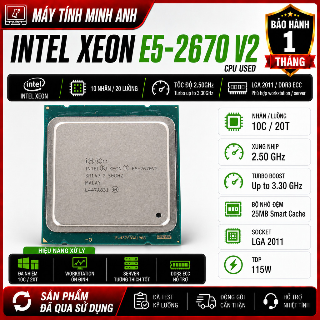 [Sẵn giao] Hàng tháo máy |CPU Intel Intel Xeon E5-2670 V2, E5-2686 V4, E5-2699 V3