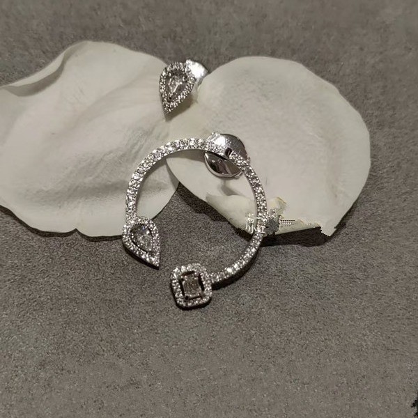 AB Asymmetrical adjustable full-diamond earrings for women, ice candy drop-shaped white diamond earr