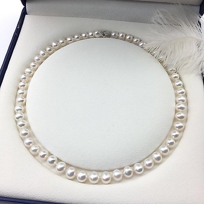 Chuỗi Đeo Cổ Size 8-9ly Độ Sáng 5A Có Kiểm Định - Ngọc Trai Trường Thịnh