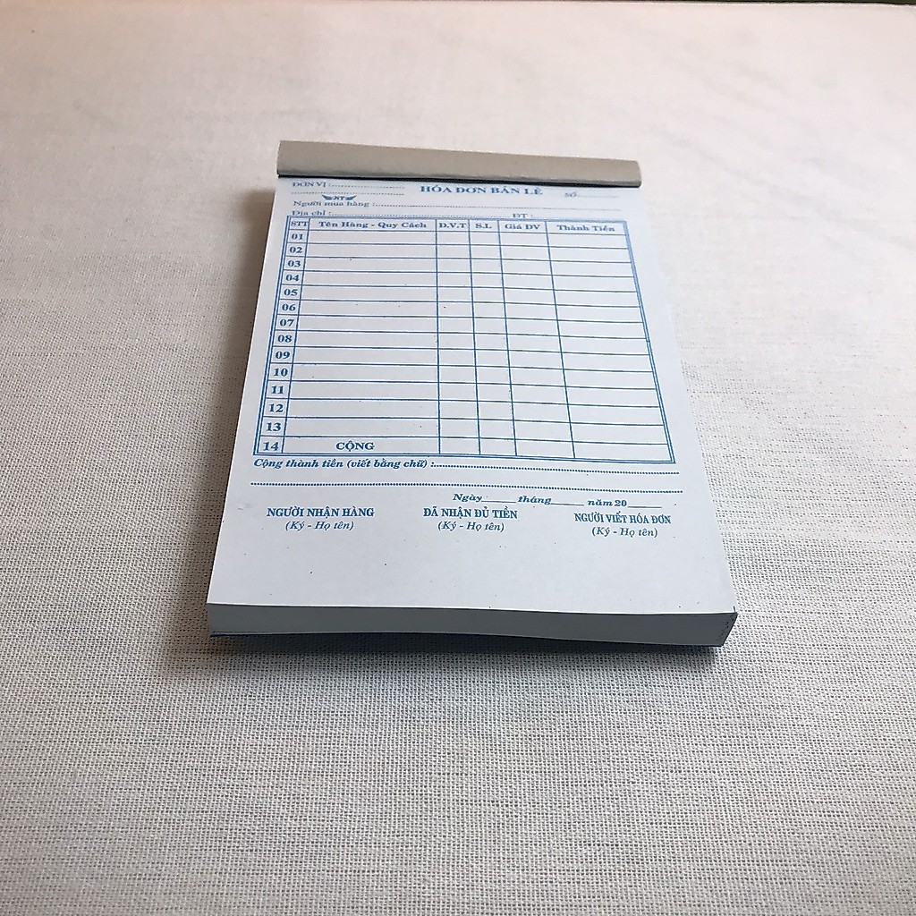 HÓA ĐƠN 1 LIÊN 100 TỜ (NY)