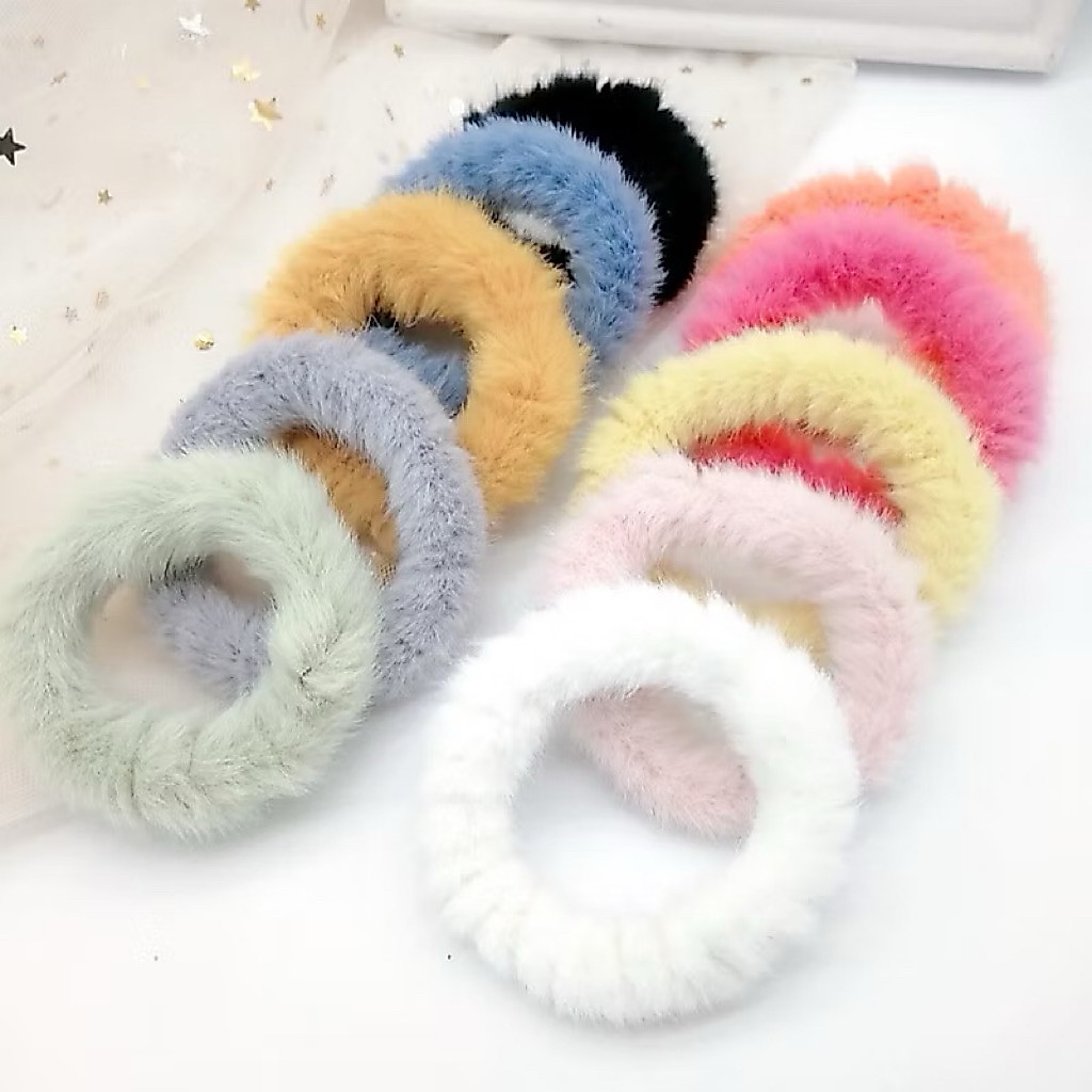10 Cột tóc lông mềm mịn 4.5cm co giãn mới búi tóc không đau đầu
