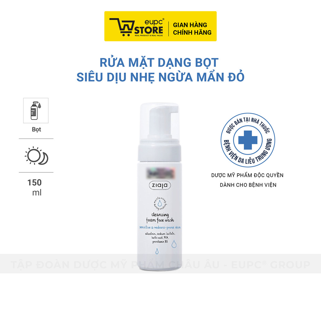 Rửa Mặt Dạng Bọt Siêu Dịu Nhẹ Giảm Mẩn Đỏ Ziaja 150ml An Toàn Cho Da Nhạy Cảm EUPC STORE