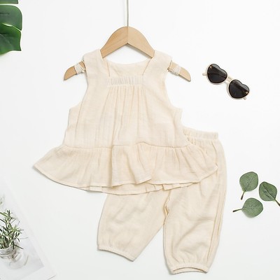 Bộ quần lửng LITIBABY Bé gái đũi xốp áo sát nách size 1-5 tuổi
