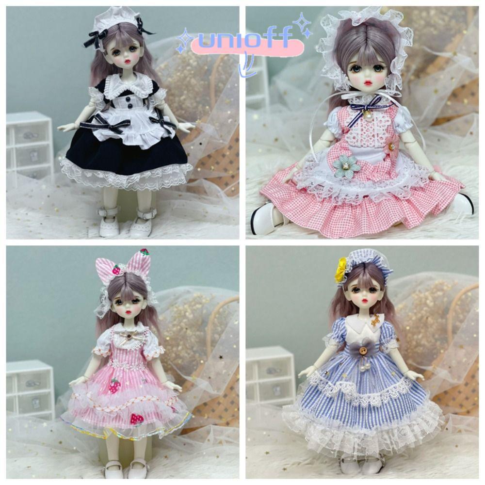 UNIOFF 1 / 6 Quần áo búp bê BJD, xinh xắn với mũ hầu gái, Váy Lorita dễ thương Lorita thời trang Gir