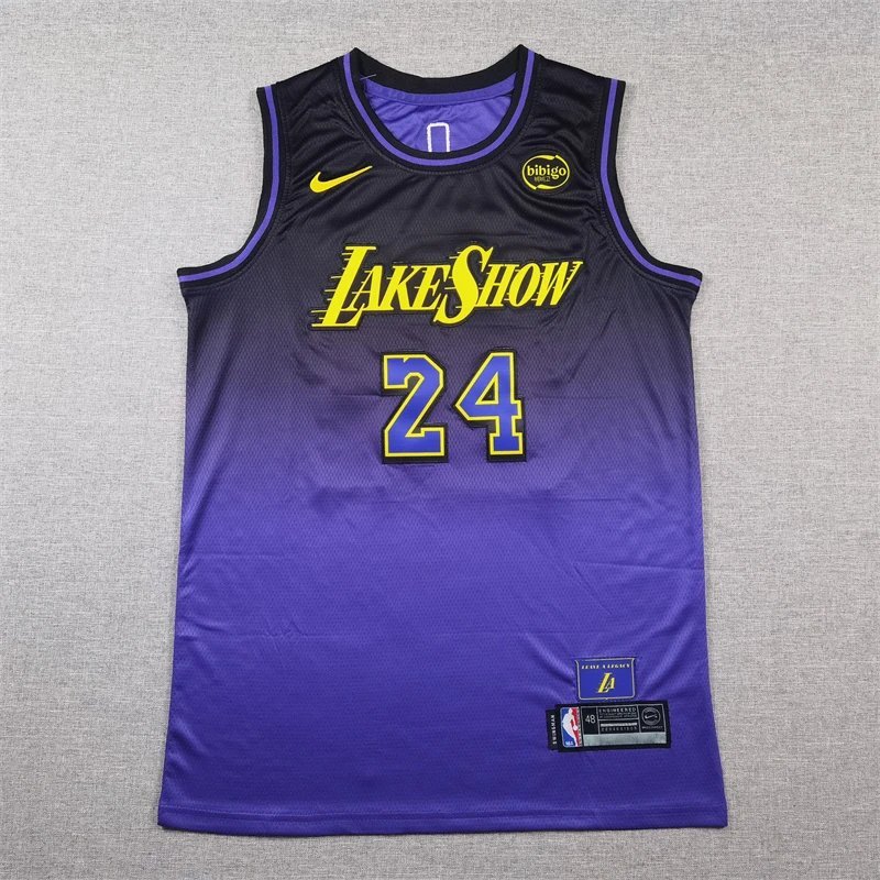 Áo Lakers thêu phong cách Mỹ 25 mùa giải No. Đồng phục bóng rổ cổ điển phiên bản thành phố 24 Kobe J