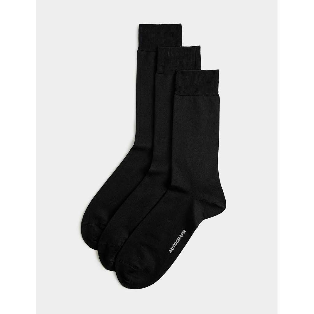 M&S - Men Socks - 3pk Egyptian Cotton Rich Socks - BLACK