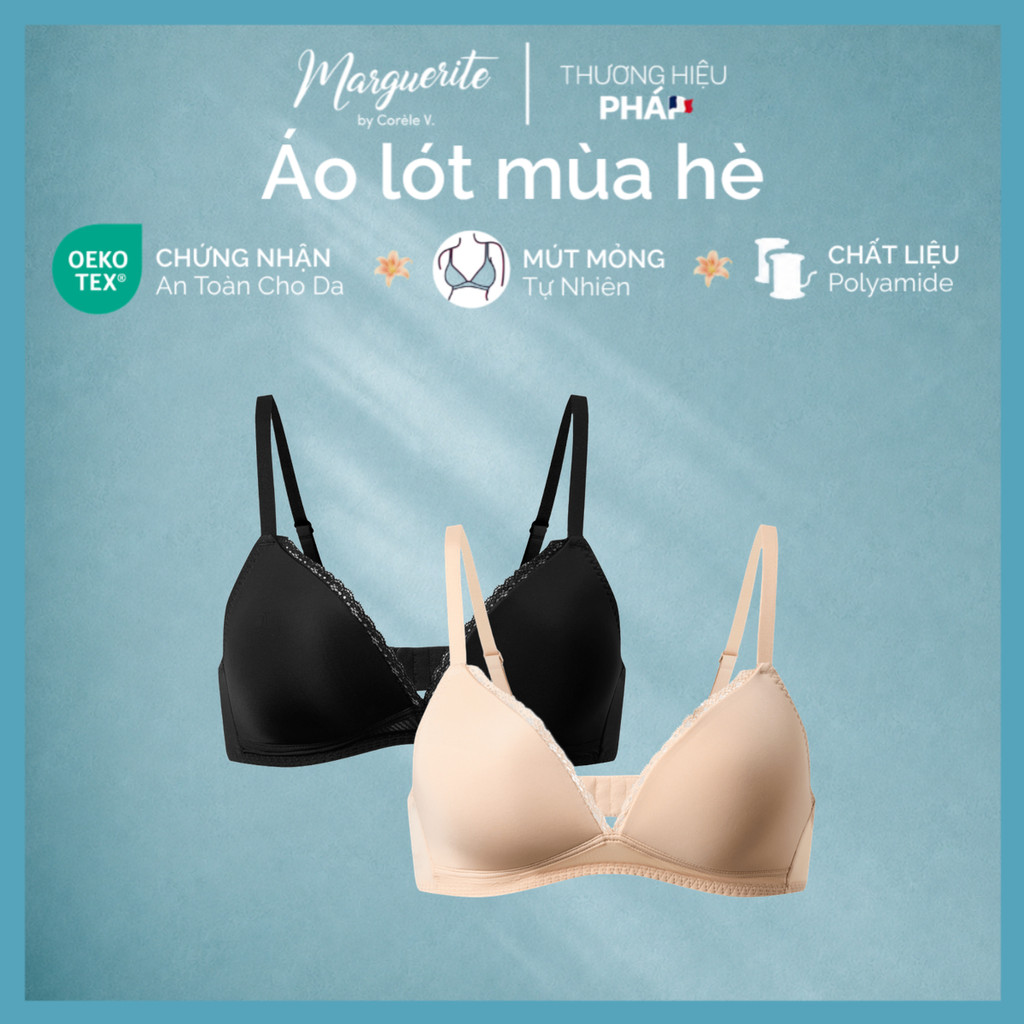COMBO 2 Áo lót nữ mút mỏng không gọng Cup tam giác viền ren, thun lạnh mịn mát, chuẩn OEKO-TEX | COR