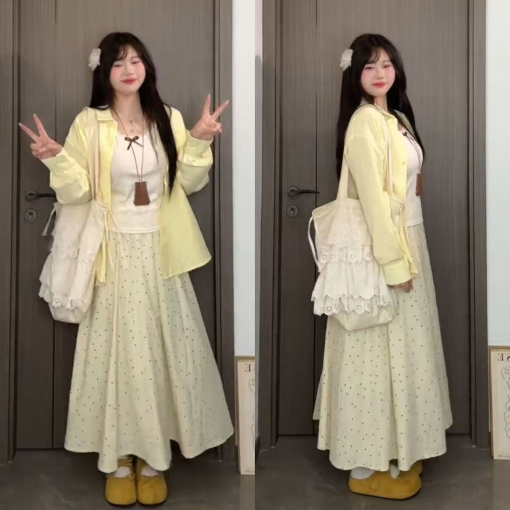 Bộ Áo Khoác Váy Ba Mảnh Plus Size 1.0-150kg, Che Bụng Hiệu Quả，set váy nữ，set đồ nữ đi chơi，bộ đồ，se