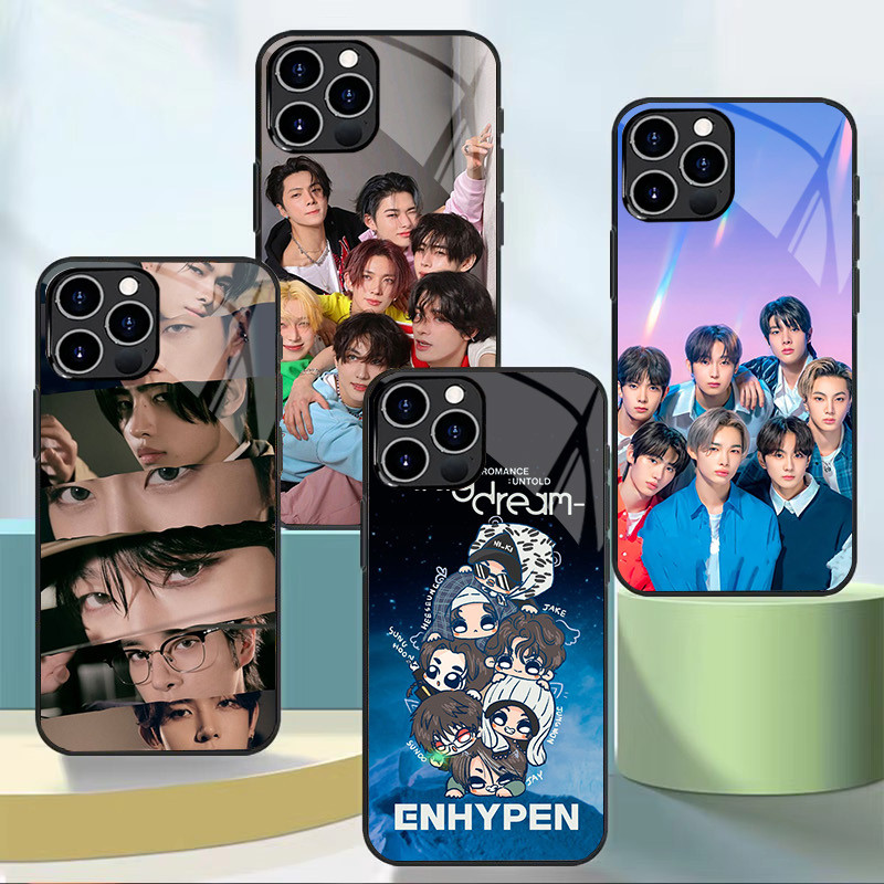 Enhypen kpop 05 Ốp Điện Thoại Kính Cho Iphone 11 12 Mini 13 14 Plus 15 16 Pro Max Cover