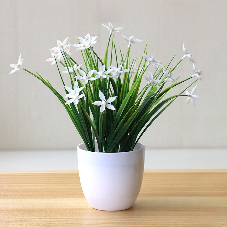 Chậu Hoa Giả Ngôi Sao Năm Cánh Decor Trang Trí Phòng Khách Trong Nhà
