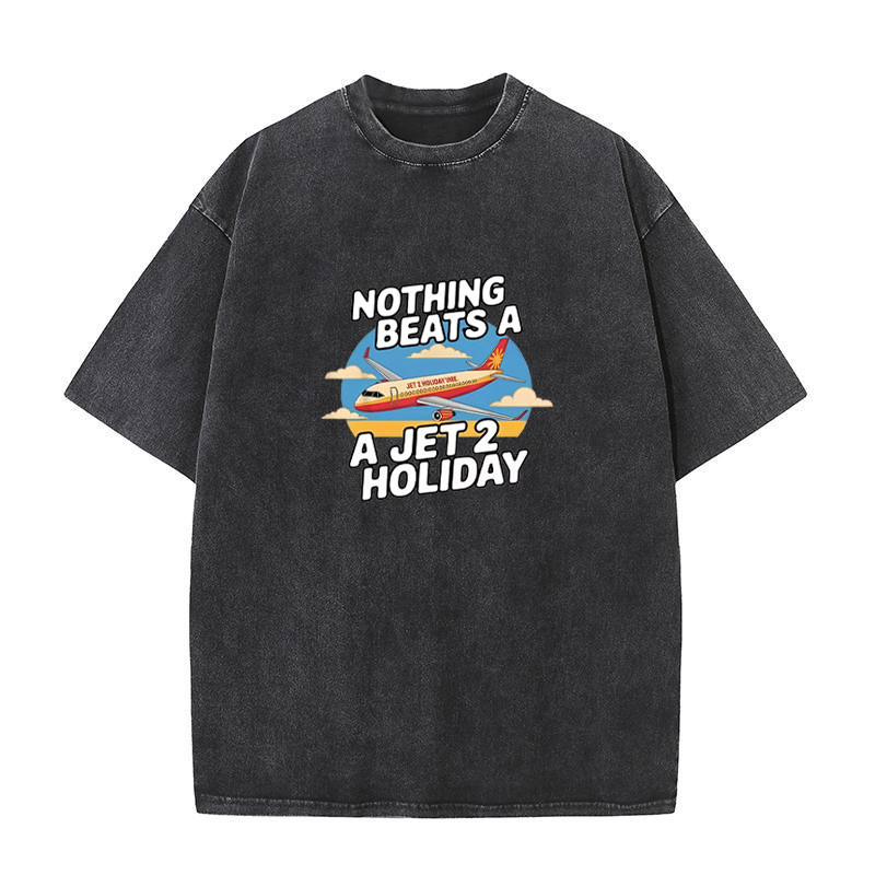 Nothing Beats a Jet 2 Ngày Lễ Vui Vẻ Áo nam Nữ Bông Tai Kẹp Hiphop Dạo Phố Rửa Vintage Cotton Áo Sơ 