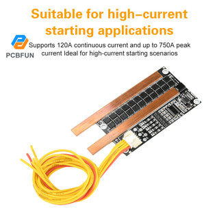Pcbfun 3S 4S 120A Dòng điện liên tục 750A Peak Current Bảng bảo vệ pin Lithium cân bằng cùng cổng