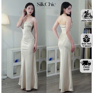 Đầm Lụa Cúp Ngực Form Dài Xẻ Tà Dự Tiệc SC758 Váy Lụa Sang Chảnh Tôn Dáng Gợi Cảm, Sang Chảnh Đi Tiệc