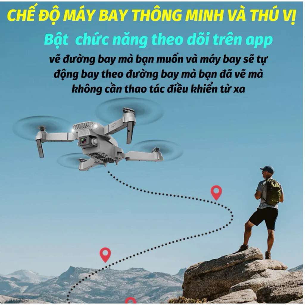 Flycam E88 Pro, 2 camera 4K,pin 1800mah ( tặng túi đựng) | BigBuy360 - bigbuy360.vn