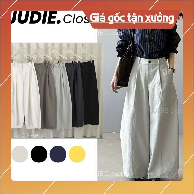 HÀNG CHUẨN QC - Quần Suông Thô Kate Dáng Thụng Cạp Nửa Khoá (chun) Cao Cấp JUDIE.Closet