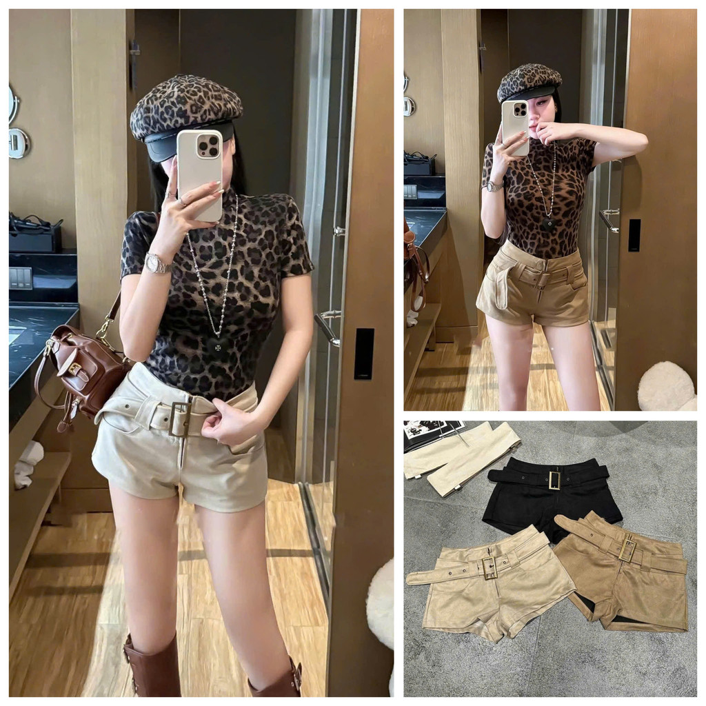 [Follow shop nhận mã 10k] Quần short sooc da lộn kèm đai Meo Meo Shop QCCC QCL1 QS0502 60336