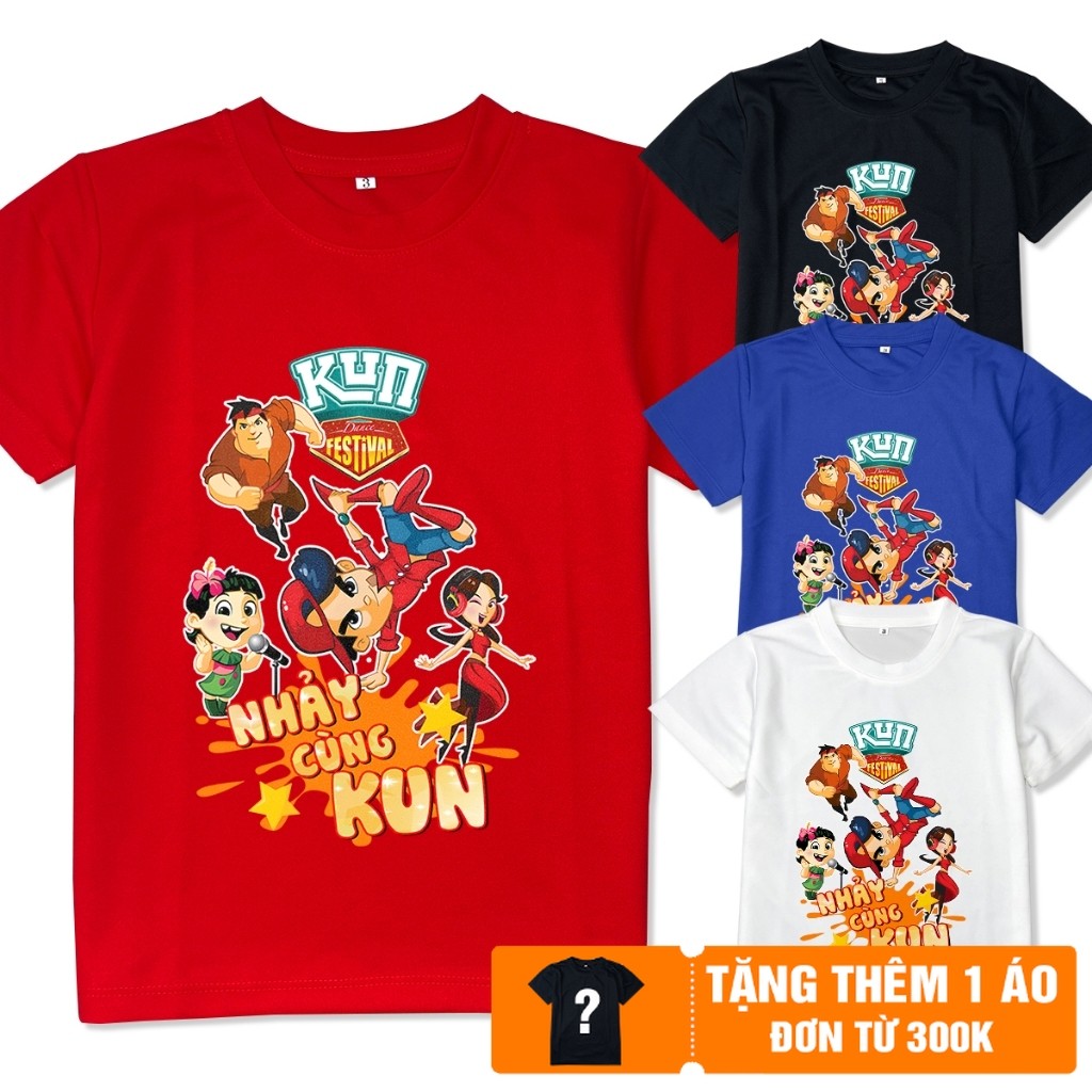Áo thun cho bé sữa Kun Nhảy Cùng Kun, 4 màu, có size người lớn, Anam Store