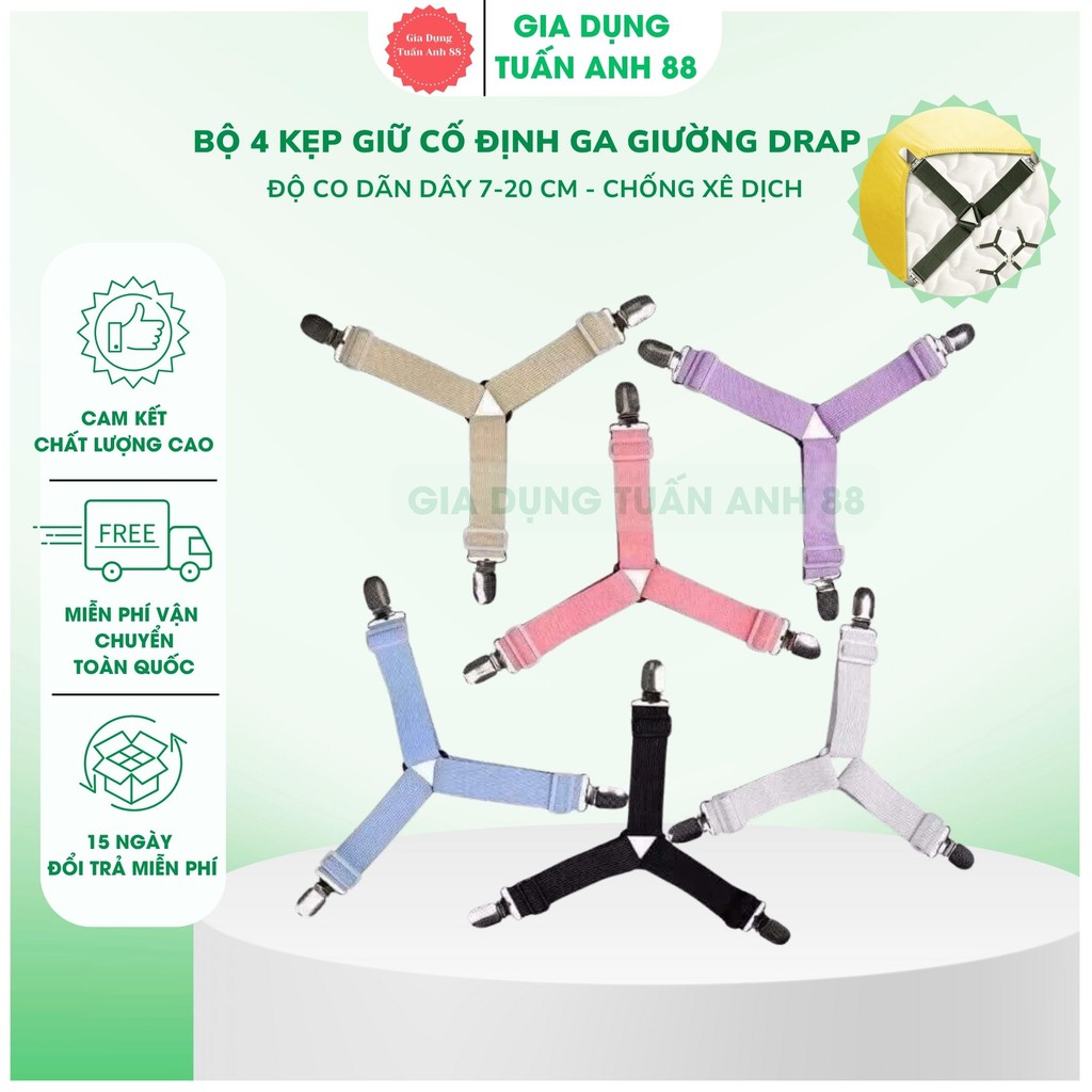 Bộ 4 Kẹp giữ cố định Ga Giường Drap Chống Xê Dịch GDTA88