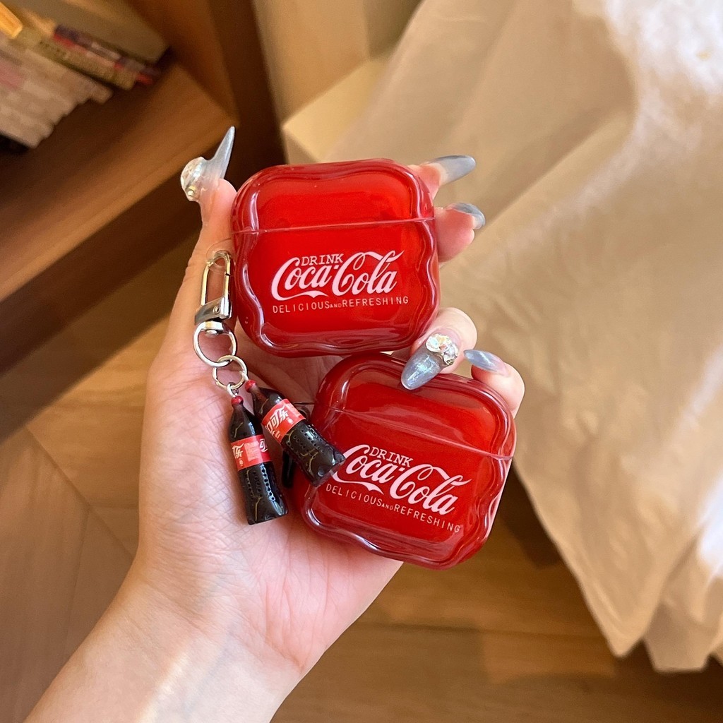 Red Cola Tương Thích Cho Vỏ Airpods 1 2 3 4 Pro Pro2 Vỏ Silicon Gen 2 Hoạt Hình Dễ Thương