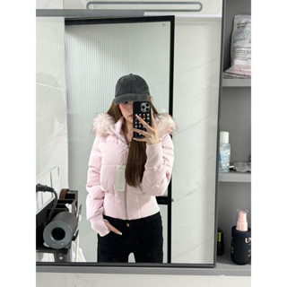  Áo khoác cotton ngắn cổ lông thiết kế chắp vá phong cách Hàn Quốc áo khoác cotton ấm áp mùa đông 