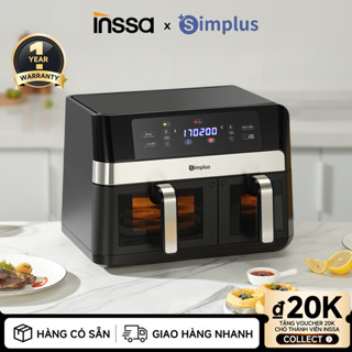 Inssa × Simplus Nồi Chiên Không Dầu Hai Ngăn Dung Tích Lớn 10L KQZG020 - Bảo Hành 1 Năm