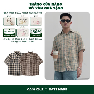 Áo sơ mi cộc tay Flannel Sim ODIN CLUB, Áo sơmi nam ngắn tay form rộng, Local Brand ODIN CLUB