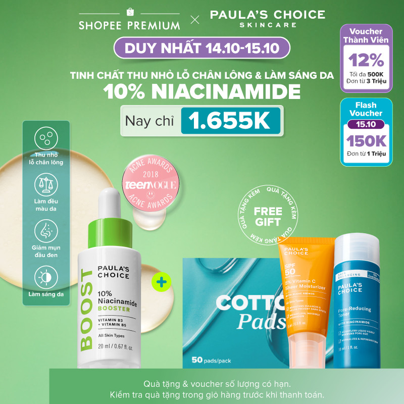 Tinh chất giúp thu nhỏ lỗ chân lông và làm sáng da Paula's Choice 10% Niacinamide Booster 20ml 7980