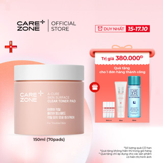 Toner Pad Carezone A-cure SkinSurface Clear Cấp Ẩm Giảm Bã Nhờn Thu Nhỏ Lỗ Chân Lông Tẩy Tế Bào Chết cho Da Mụn 70 Miếng