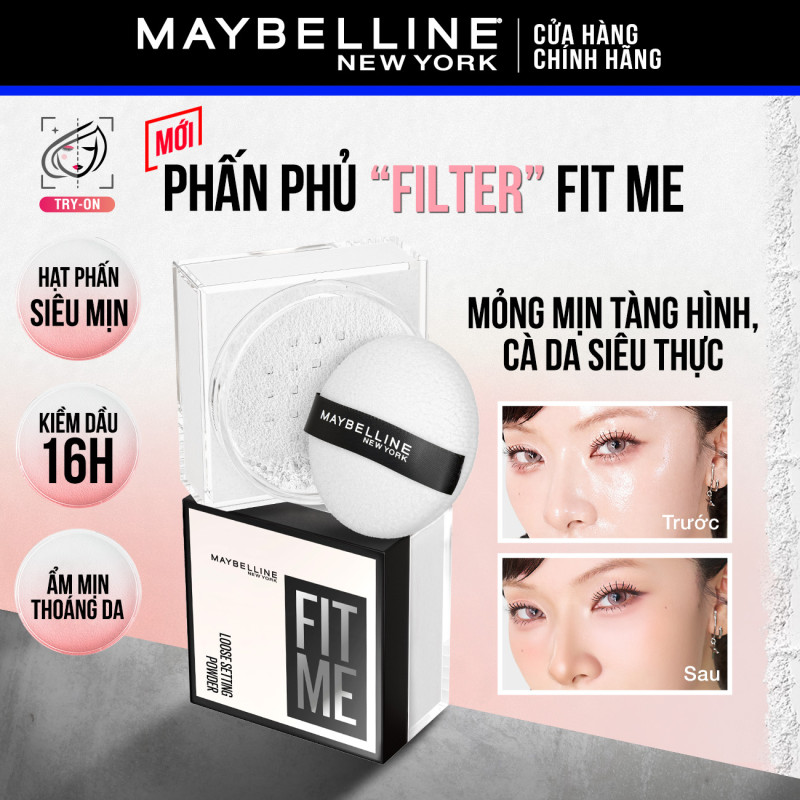 Phấn phủ bột "filter" cà da, kiềm dầu, chống nước, lâu trôi 16H Fit Me Mattifying Setting Powder Maybelline New York 10g | BigBuy360 - bigbuy360.vn