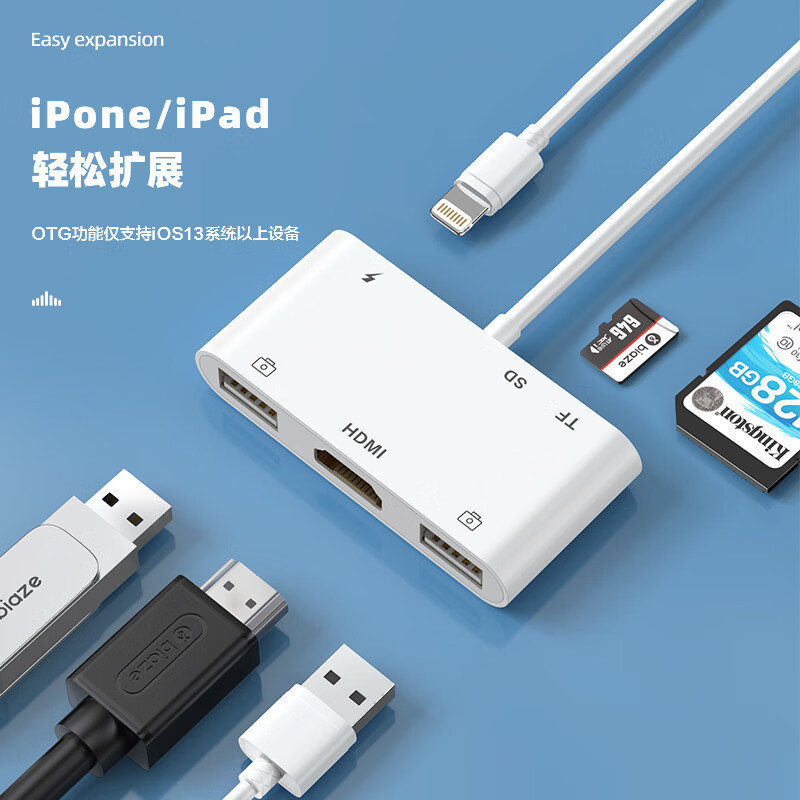 BYAZ Lightning to HDMI Docking Station Bộ chuyển đổi OTG đa chức năng Cáp kết nối USB 6 trong 1