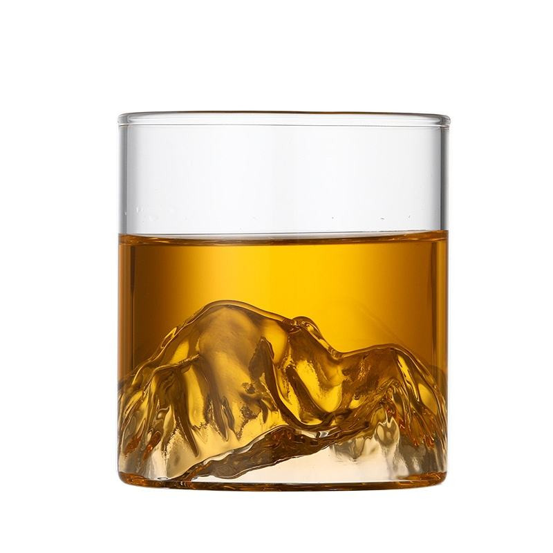 Ly Whiskey Thủy Tinh 3D Hình Núi Độc Đáo, Ly Tumbler Trong Suốt Uống Rượu Bourbon Scotch 200ml