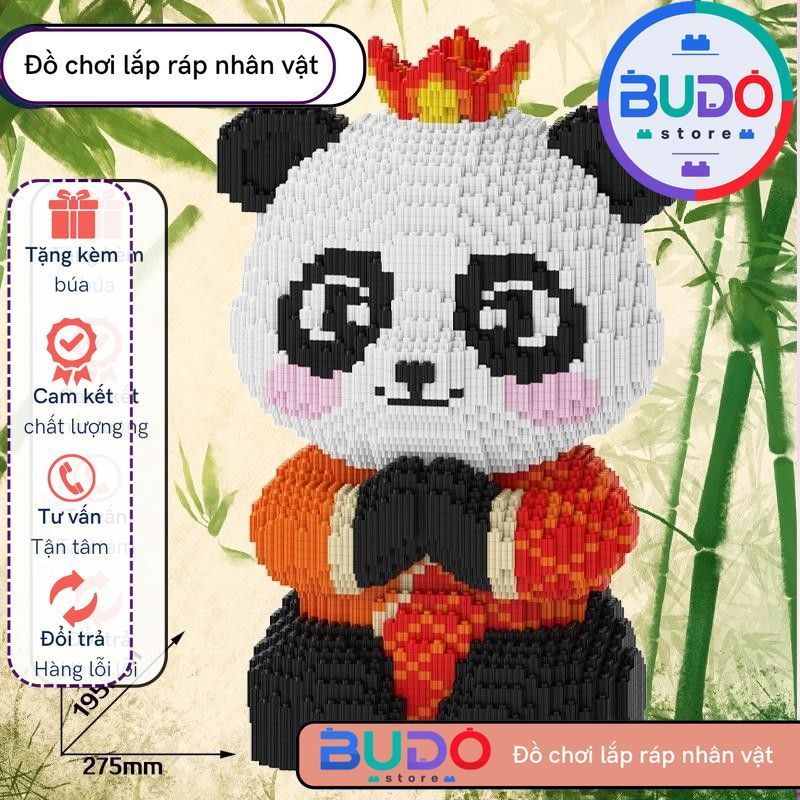 Đồ chơi xếp hình gấu trúc tu hành trúc 50cm kungfu panda đồ chơi lắp ráp nano 3d magic block cho bé