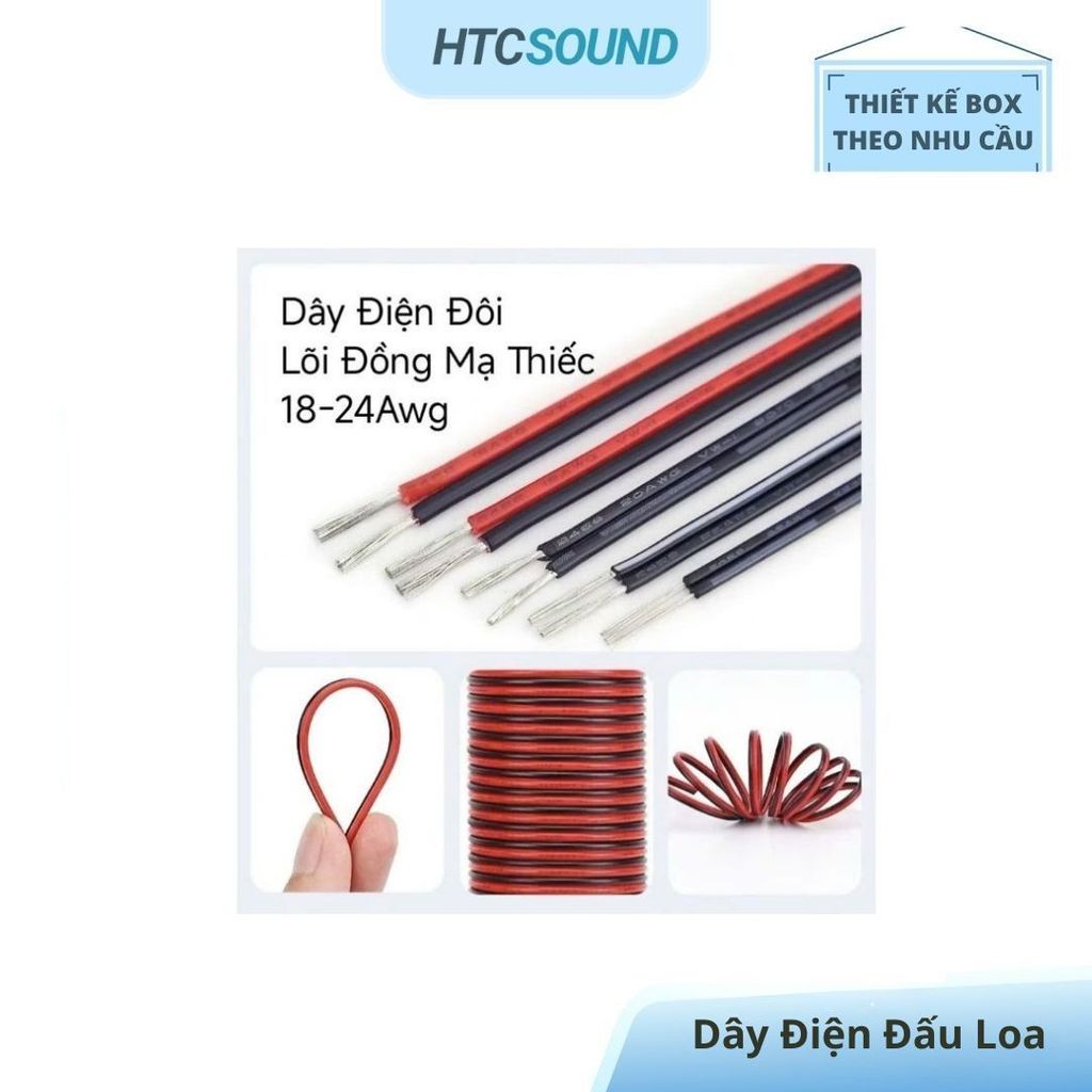 [2 mét] Dây Điện Đôi, Dây Đấu Loa Lõi Đồng Mạ Kẽm 18awg, 20awg, 22awg Chuyên Dùng Cho Loa Đài, Đèn L