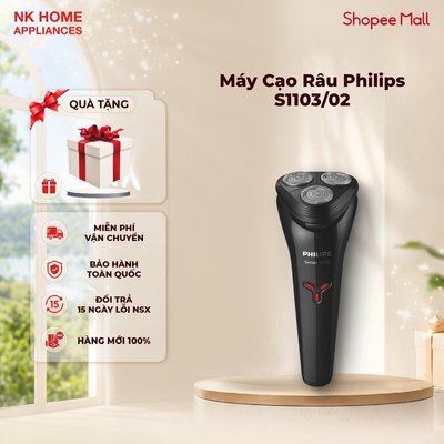 Máy Cạo Râu Philips S1103/02 Cầm Tay Du Lịch - Cạo Khô/Ướt, Nhỏ Gọn, Dễ Vệ Sinh -  BH 24 Tháng