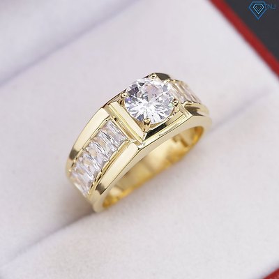 Nhẫn bạc nam đính đá cao cấp mạ màu xi vàng 18K, xi vàng hồng, xi bạch kim bản nhỏ sang trọng NNA0865 - Trang Sức TNJ