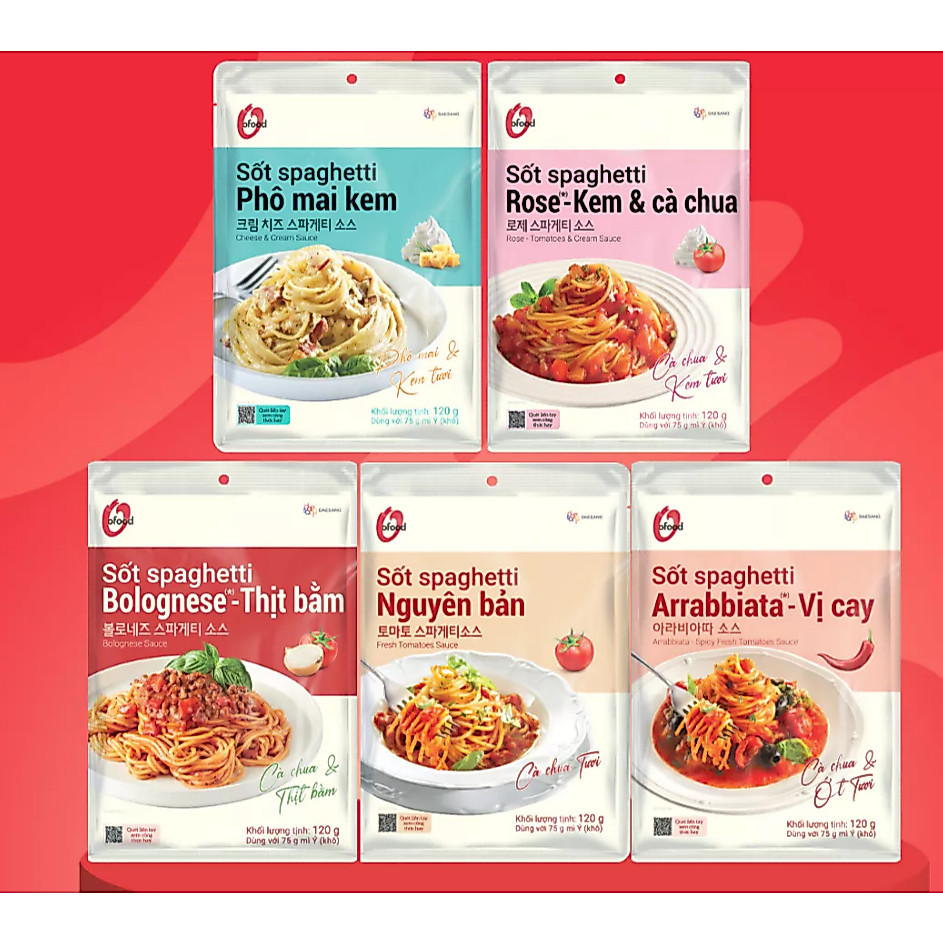 [combo 5] Sốt mỳ Ý Spaghetti OFood đủ 5 vị (gói 120g)